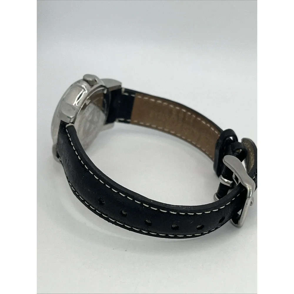 Eddie Bauer Women's Quartz Watch Black Leather Band‎ 28mm Case- New Battery